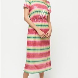 JCREW NWT shrt sleeve sequined dress in watermelon